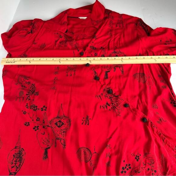 Soft Surroundings Tunic Shirt Pagoda Asian Kimono Sz Large L French Knit Buttons - Picture 8 of 10